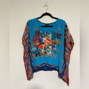 Tolani Silk Handkerchief Top Caftan Size Small Resort Quiet Luxury Multicolor